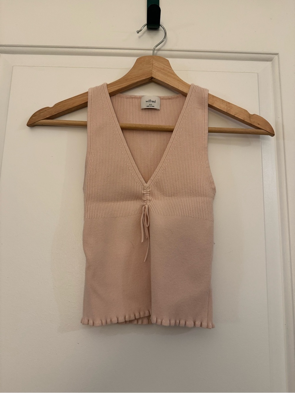 Wilfred Pale Pink Ribbed V-Neck Tie-Front Tank